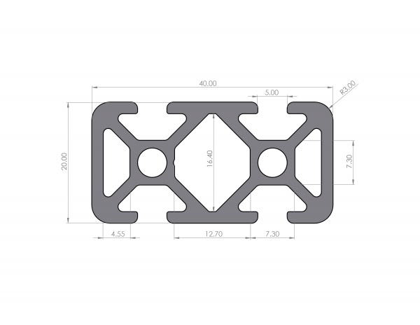 Aluminum profile 20x40 groove 5 I-type 2N180